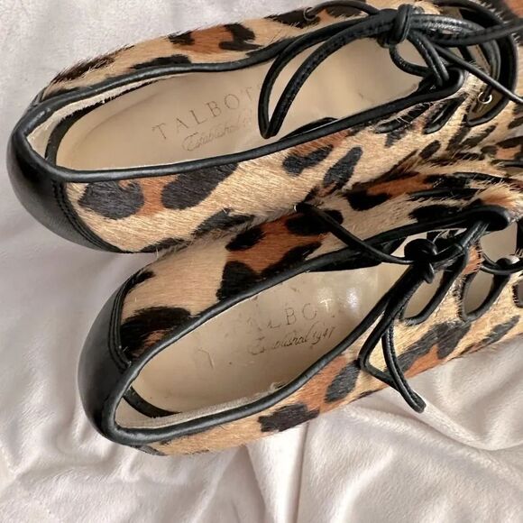 TALBOTS | Leopard 4" Heels platform Faux Hair Lace Up Open Toe Stilettos | 6.5 - Picture 6 of 6